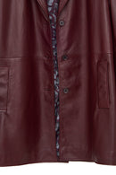 Emma Women's Burgundy Long Leather Coat | Derimod