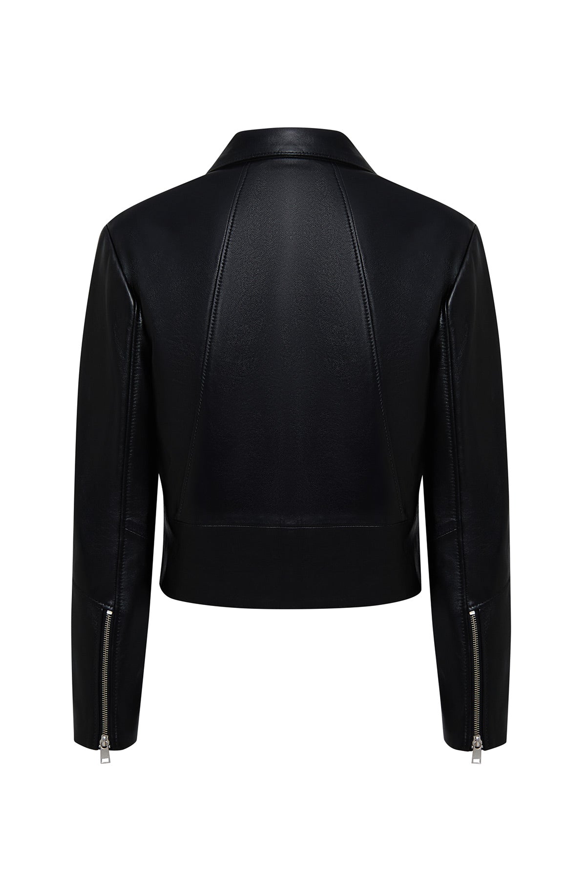 Dolores Kadın Siyah Devrik Yaka Kısa Deri Ceket