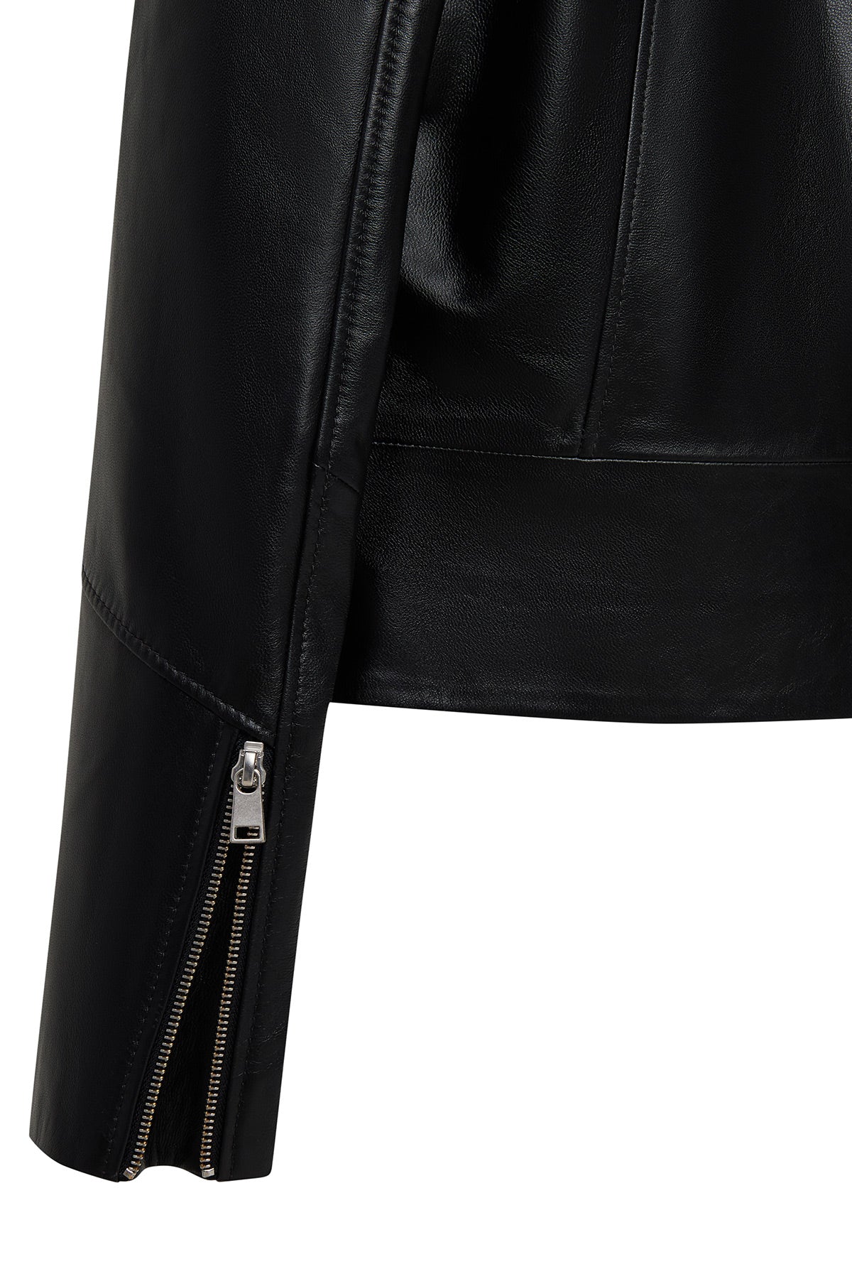 Dolores Kadın Siyah Devrik Yaka Kısa Deri Ceket