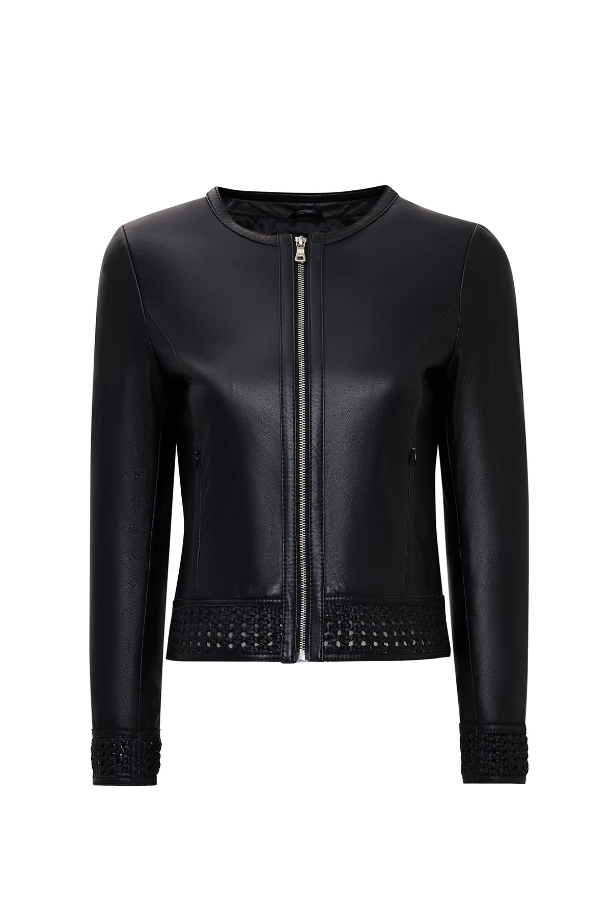 Becky Kadın Siyah Örgü Detaylı Kısa Deri Ceket 25WGE56121M | Derimod