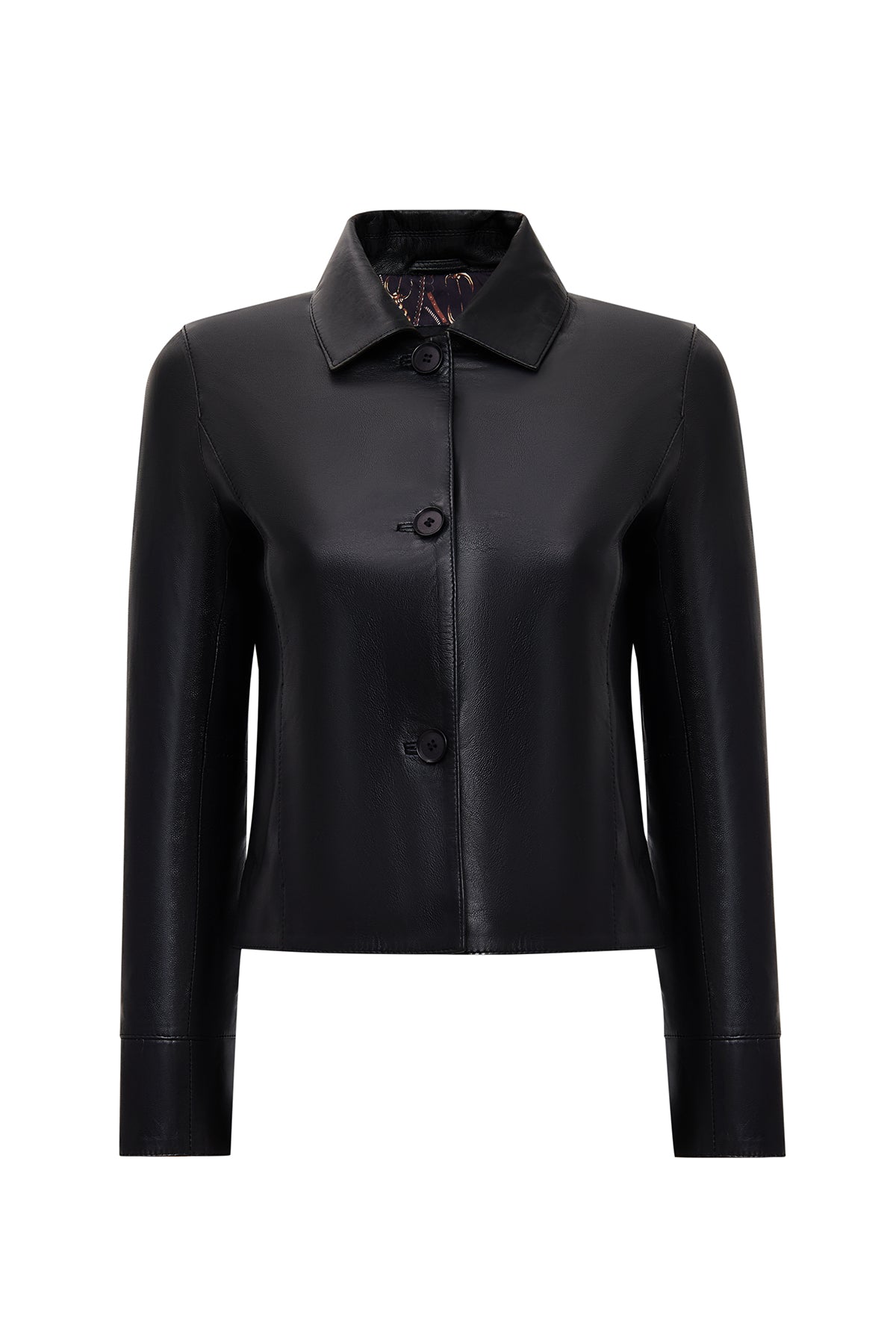 Beatrix Kadın Siyah Gömlek Yaka Kısa Deri Ceket 25WGE56131M | Derimod