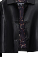 Beatrix Kadın Siyah Gömlek Yaka Kısa Deri Ceket | Derimod