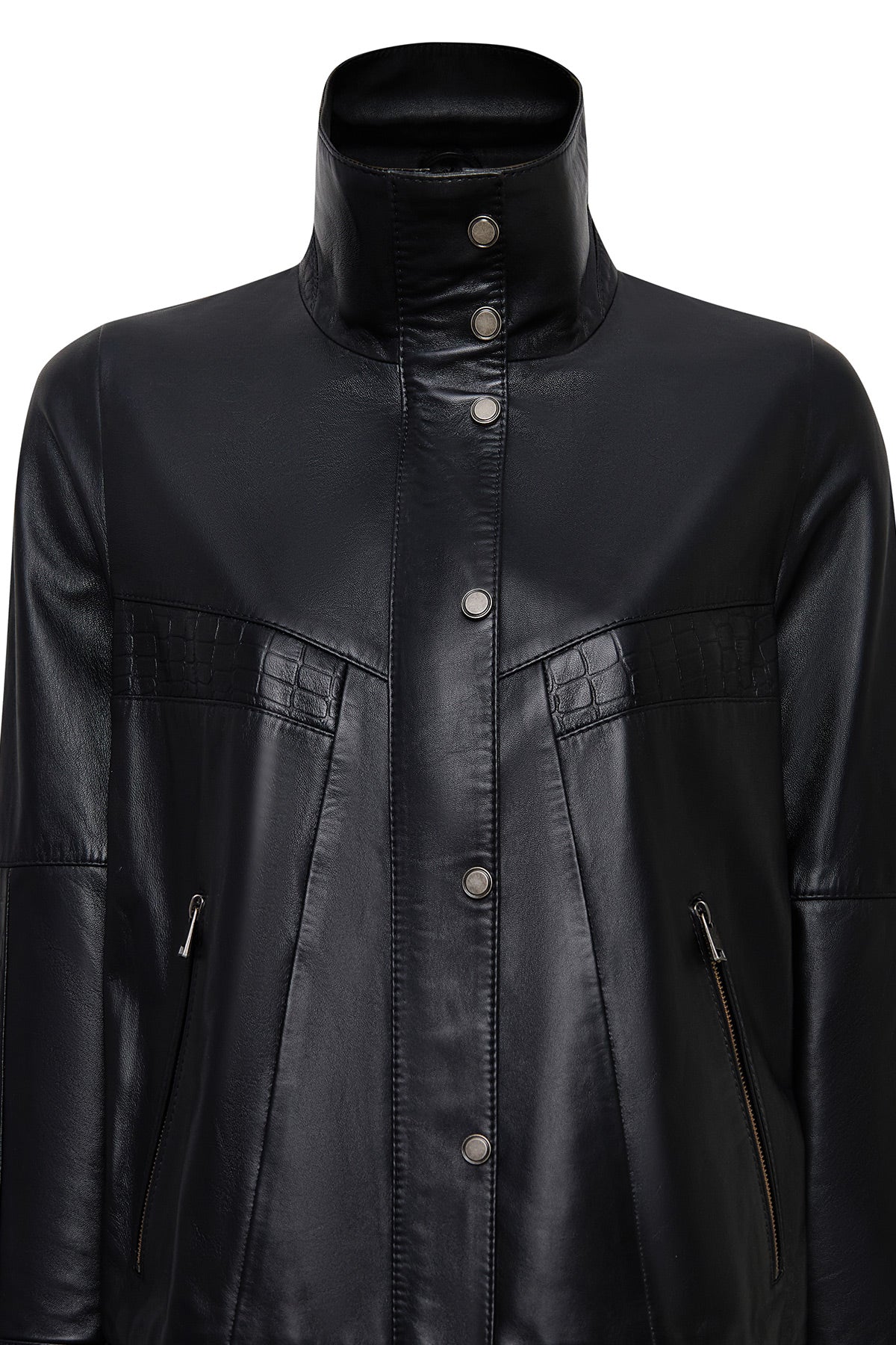 Hannah Kadın Siyah Yaka Kürklü Oversize Deri Mont