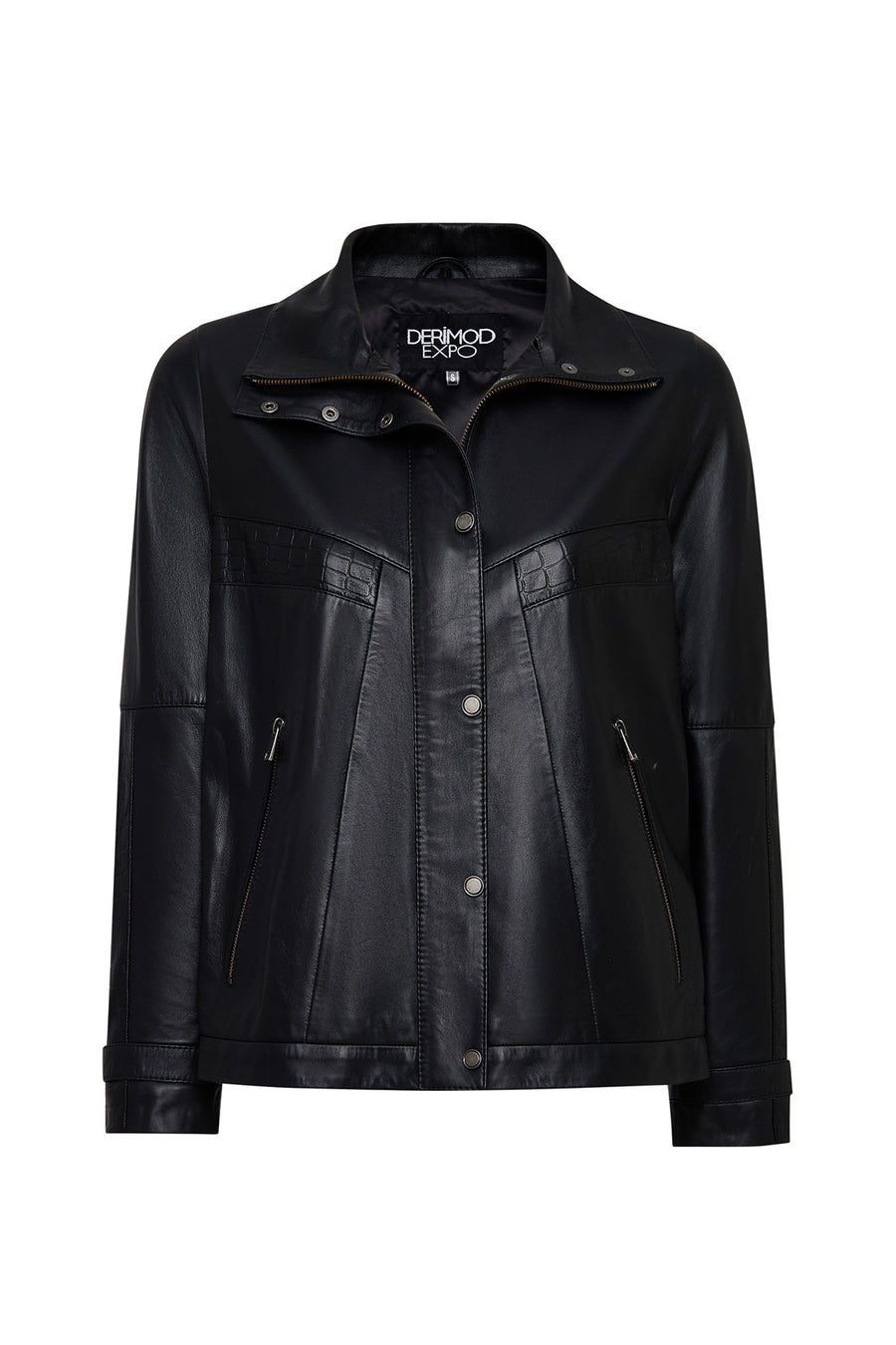 Hannah Women's Black Collar Fur Oversize Leather Coat