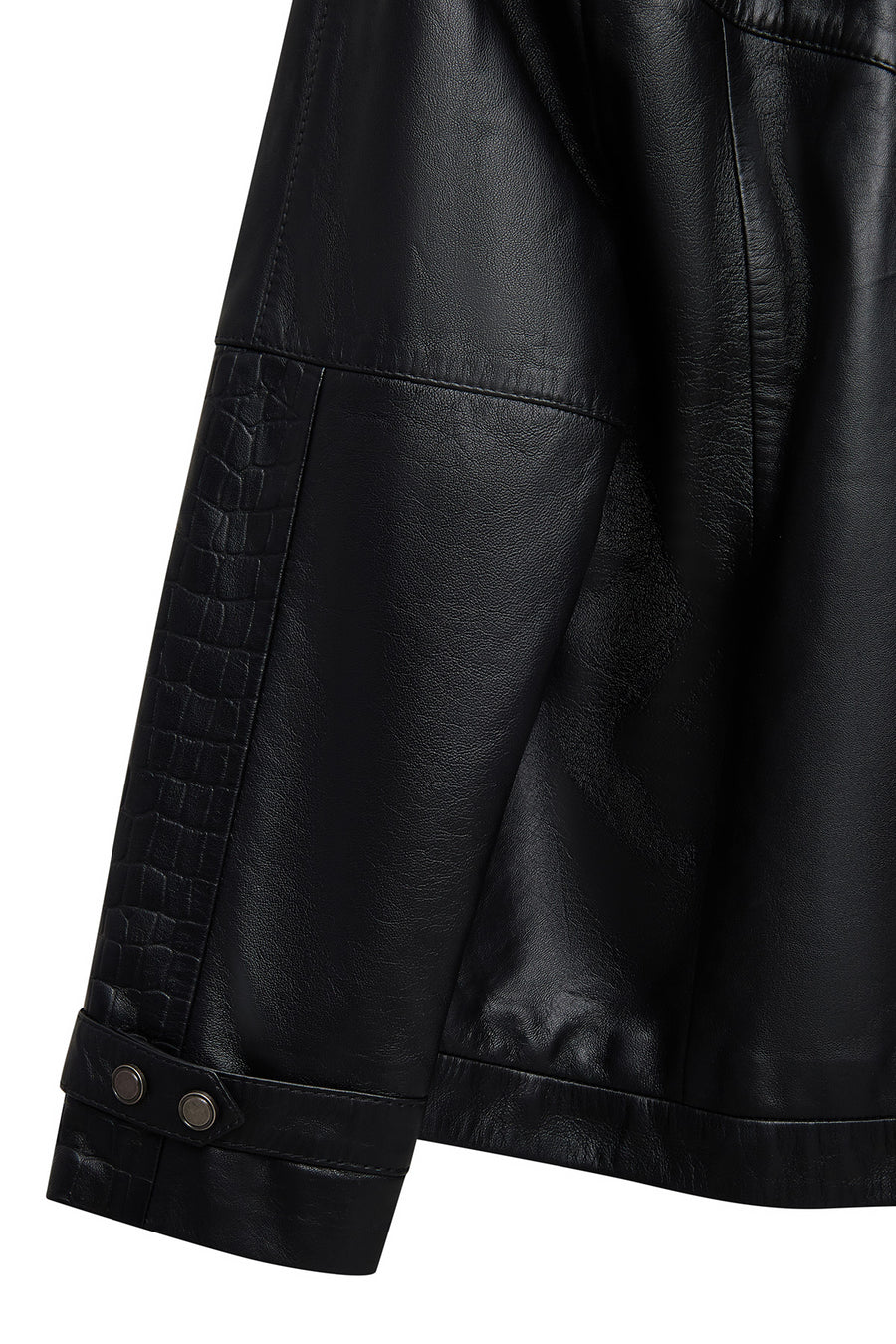 Hannah Women's Black Collar Fur Oversize Leather Coat