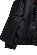 Hannah Kadın Siyah Yaka Kürklü Oversize Deri Mont | Derimod