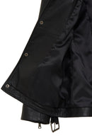 Edith Kadın Siyah Yaka Kürklü Deri Mont | Derimod