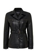 Edith Kadın Siyah Yaka Kürklü Deri Mont | Derimod