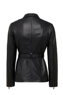 Edith Kadın Siyah Yaka Kürklü Deri Mont | Derimod