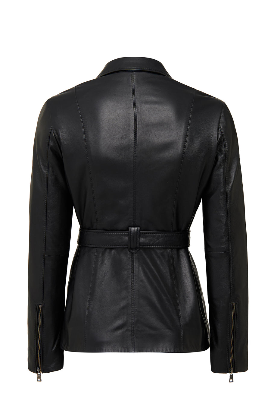 Edith Women's Black Collar Fur Leather Jacket