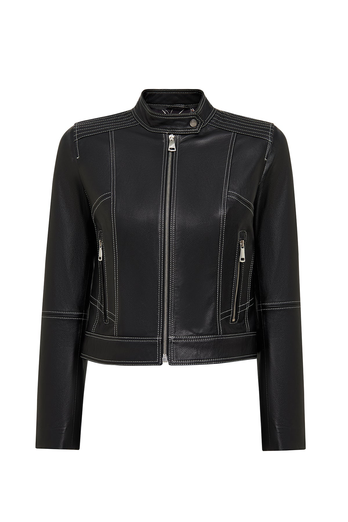 Joy Woman Black Short Leather Jacket 25WGE5617JB | Derimod