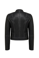 Joy Woman Black Short Leather Jacket | Derimod