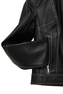 Joy Woman Black Short Leather Jacket | Derimod