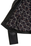 Joy Woman Black Short Leather Jacket | Derimod