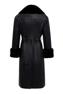 Selena Kadın Siyah Yaka Kürklü Deri Trençkot | Derimod