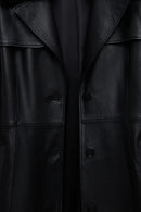 Selena Kadın Siyah Yaka Kürklü Deri Trençkot | Derimod