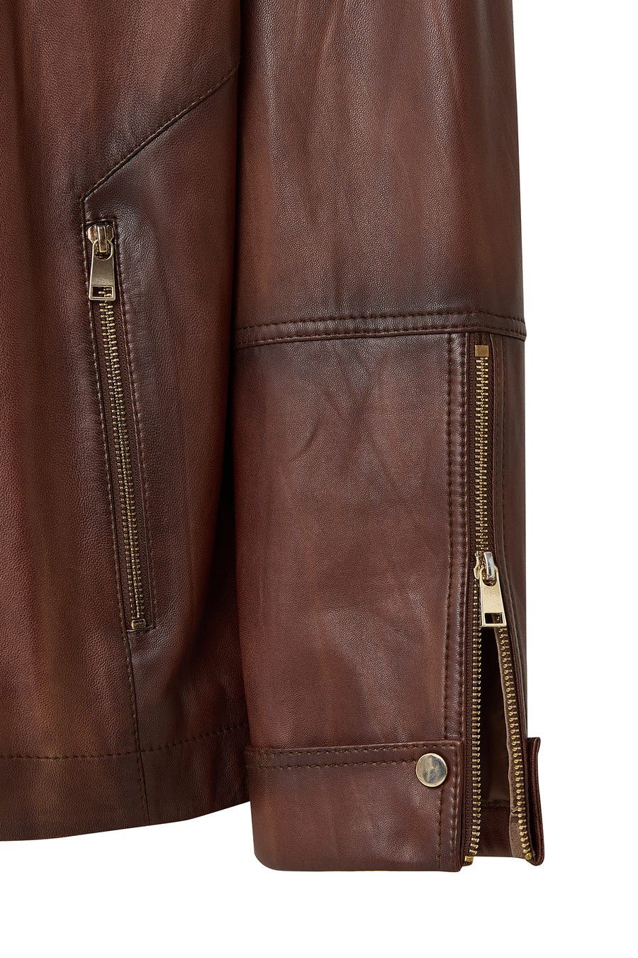 Britney Women's Brown Shirt Collar Oversize Leather Jacket