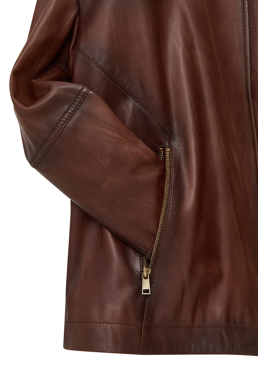 Britney Women's Brown Shirt Collar Oversize Leather Jacket