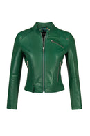 Sonia Kadın Yeşil Kısa Deri Ceket | Derimod
