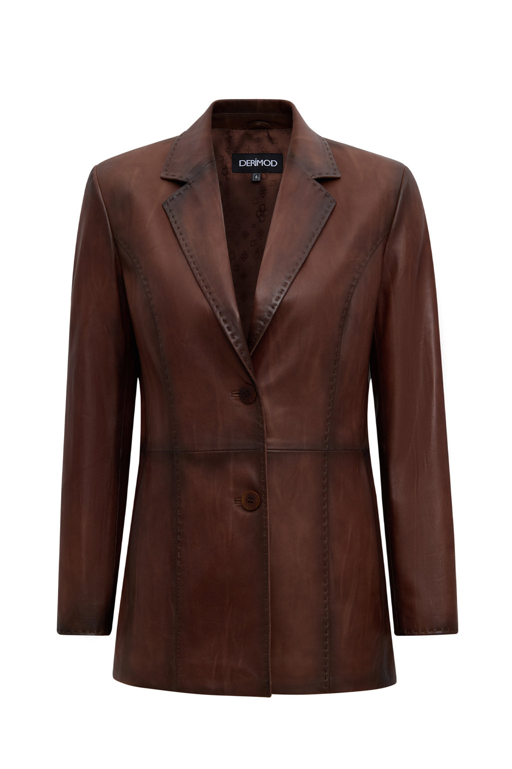Barbara Kadın Kahverengi Blazer Deri Ceket