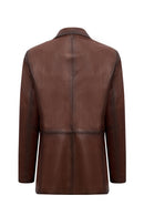 Barbara Kadın Kahverengi Blazer Deri Ceket | Derimod