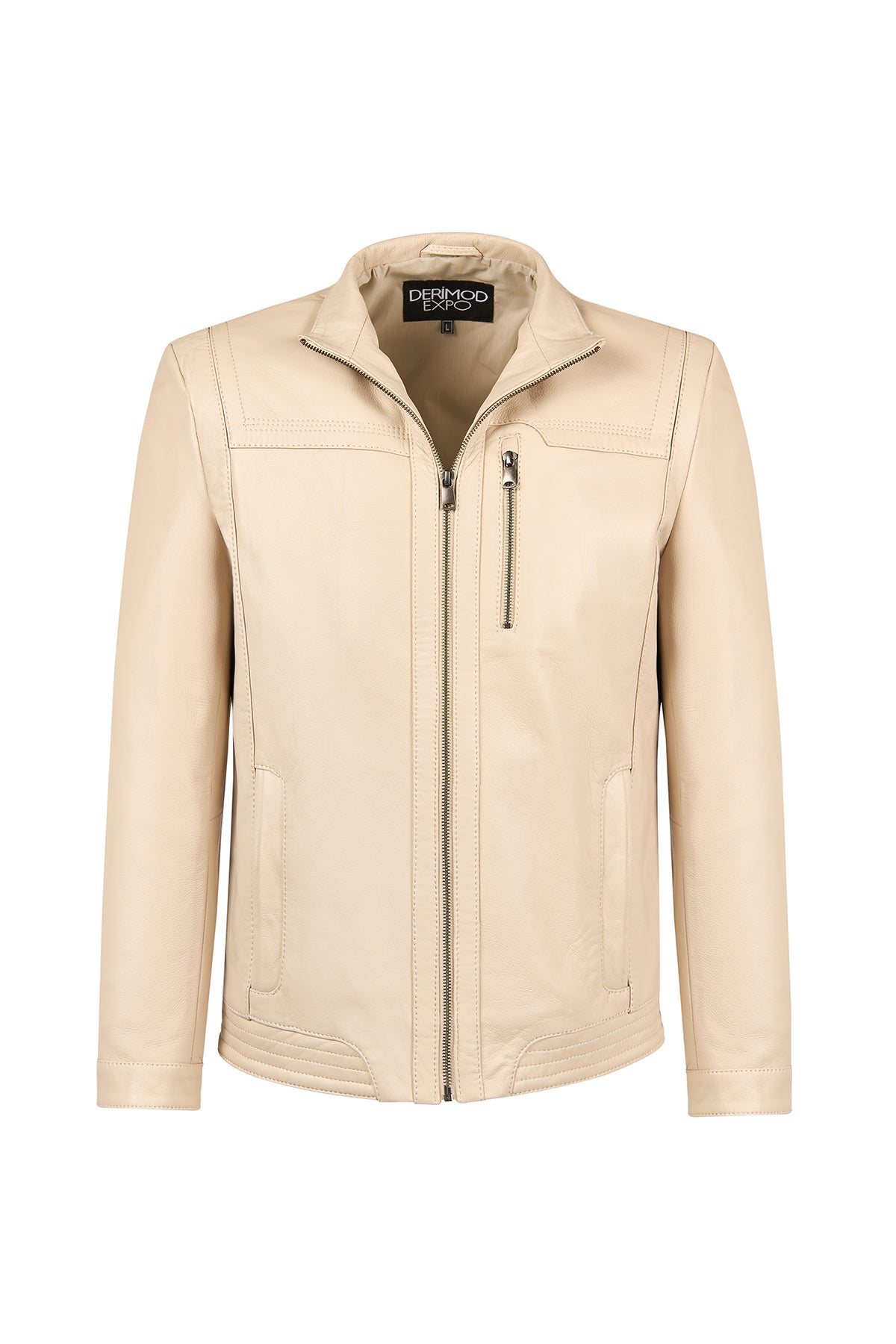 Oscar Erkek Bej Fermuarlı Deri Ceket 25WGE6433FT | Derimod