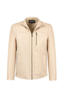 Oscar Erkek Bej Fermuarlı Deri Ceket | Derimod