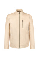 Oscar Erkek Bej Fermuarlı Deri Ceket | Derimod