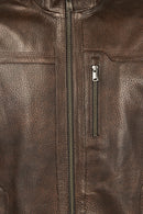 Oscar Erkek Kahverengi Fermuarlı Deri Ceket | Derimod