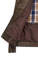 Oscar Erkek Kahverengi Fermuarlı Deri Ceket | Derimod