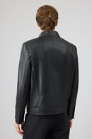 Tony Erkek Siyah Hakim Yaka Kısa Deri Mont | Derimod