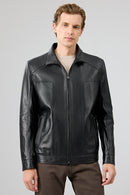 Alfred Men's Black Leather Jacket | Derimod