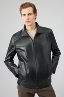 Alfred Men's Black Leather Jacket | Derimod