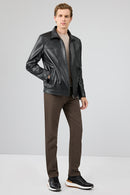 Alfred Men's Black Leather Jacket | Derimod
