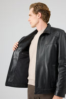 Alfred Men's Black Leather Jacket | Derimod
