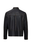 James Erkek Siyah Hakim Yaka Deri Mont | Derimod