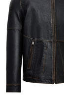 James Erkek Siyah Hakim Yaka Deri Mont | Derimod