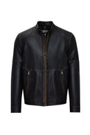 James Erkek Siyah Hakim Yaka Deri Mont | Derimod