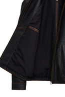 James Erkek Siyah Hakim Yaka Deri Mont | Derimod