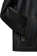 James Erkek Siyah Hakim Yaka Deri Mont | Derimod