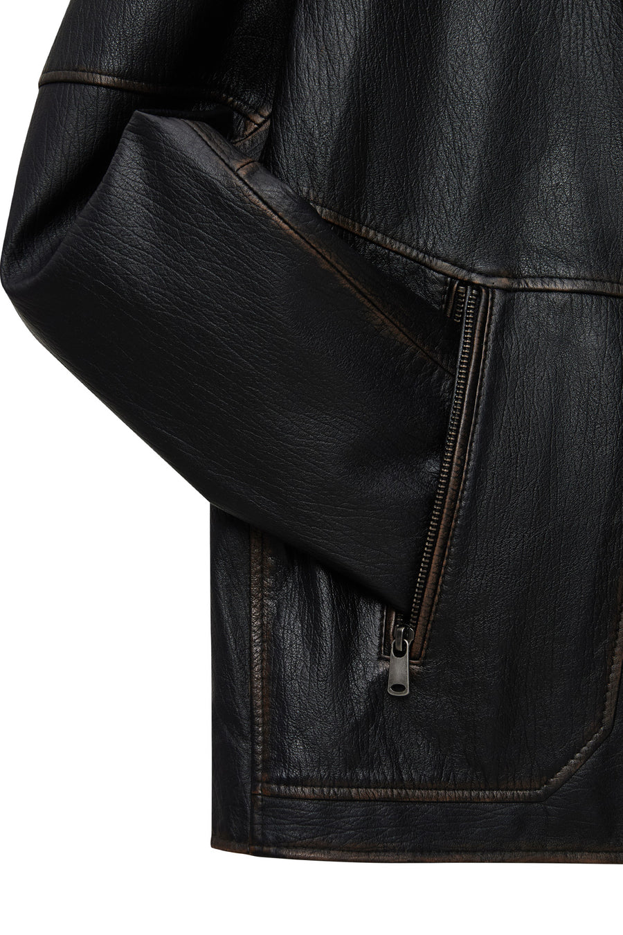 James Men's Black Stand Collar Leather Jacket