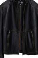 James Erkek Siyah Hakim Yaka Deri Mont | Derimod