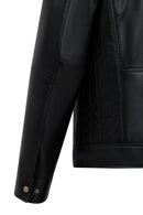 Elton Men's Black Turn-Down Collar Leather Jacket | Derimod