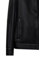 Elton Men's Black Turn-Down Collar Leather Jacket | Derimod
