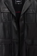 Kane Erkek Siyah Düğmeli Blazer Deri Ceket | Derimod