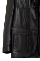 Kane Erkek Siyah Düğmeli Blazer Deri Ceket | Derimod