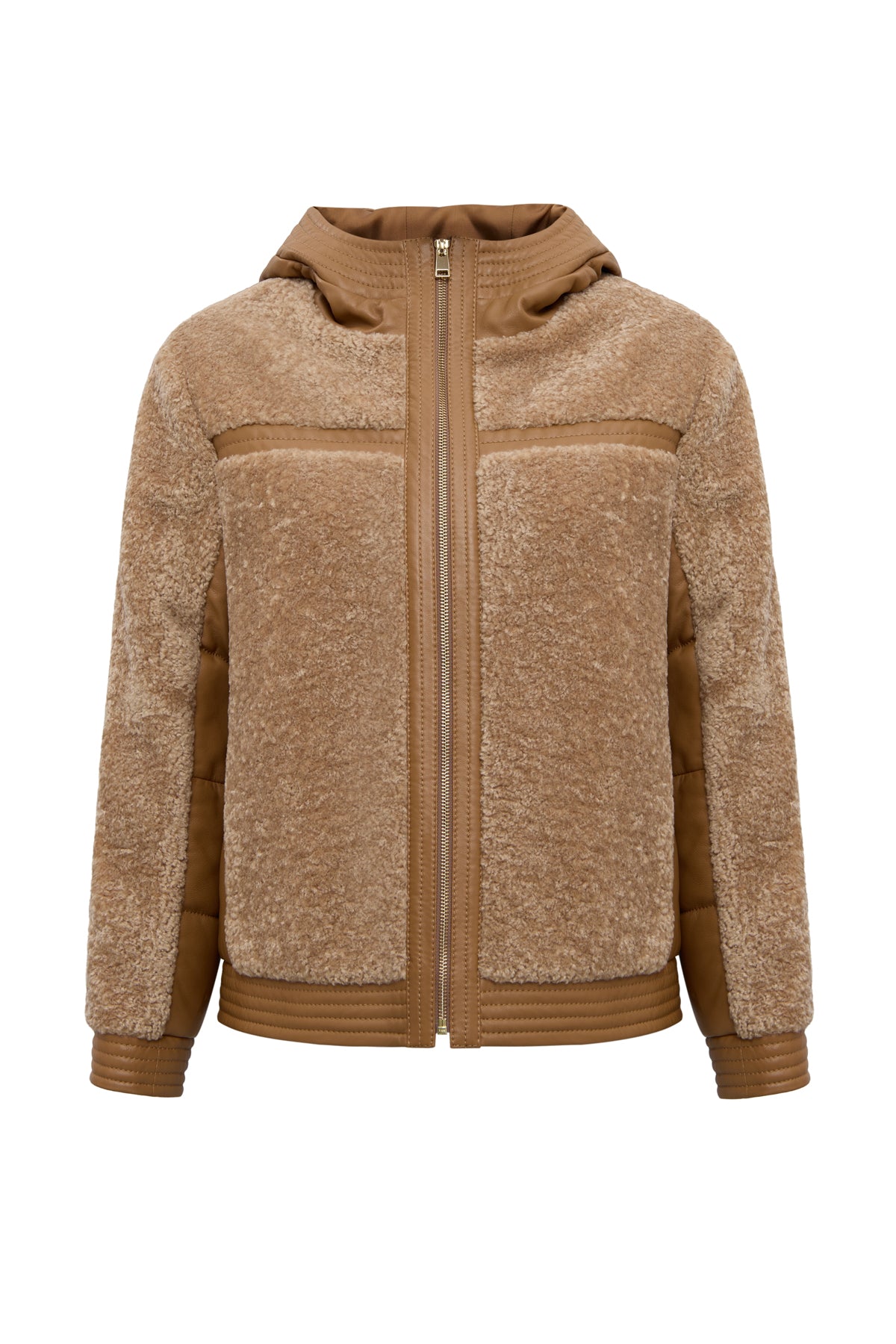 Prag Kadın Hardal Kapüşonlu Teddy Deri Mont 25WGEP5627FF | Derimod