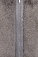 Prag Kadın Gri Kapüşonlu Teddy Deri Mont | Derimod