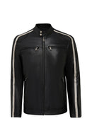Middleton Men's Black Slim-Fit Short Leather Jacket | Derimod