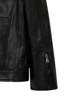 Middleton Men's Black Slim-Fit Short Leather Jacket | Derimod